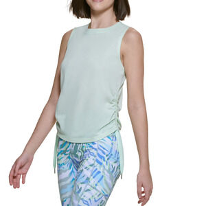 Calvin Klein Women's Ruched Side Tie Gym Workout Tank Top Green Size Medium NWT